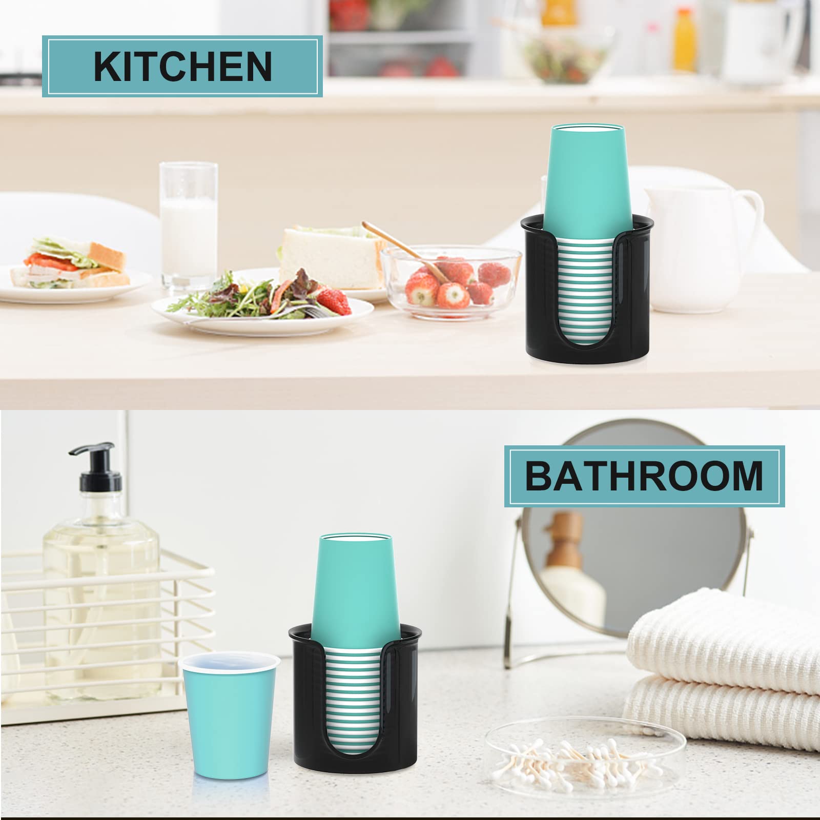 Byaway Bathroom Cup Holder - 2 Pack 3 Oz Cup Dispenser For Bathroom Vanity Countertop - Small Paper Cup Dispenser For Mouthwash